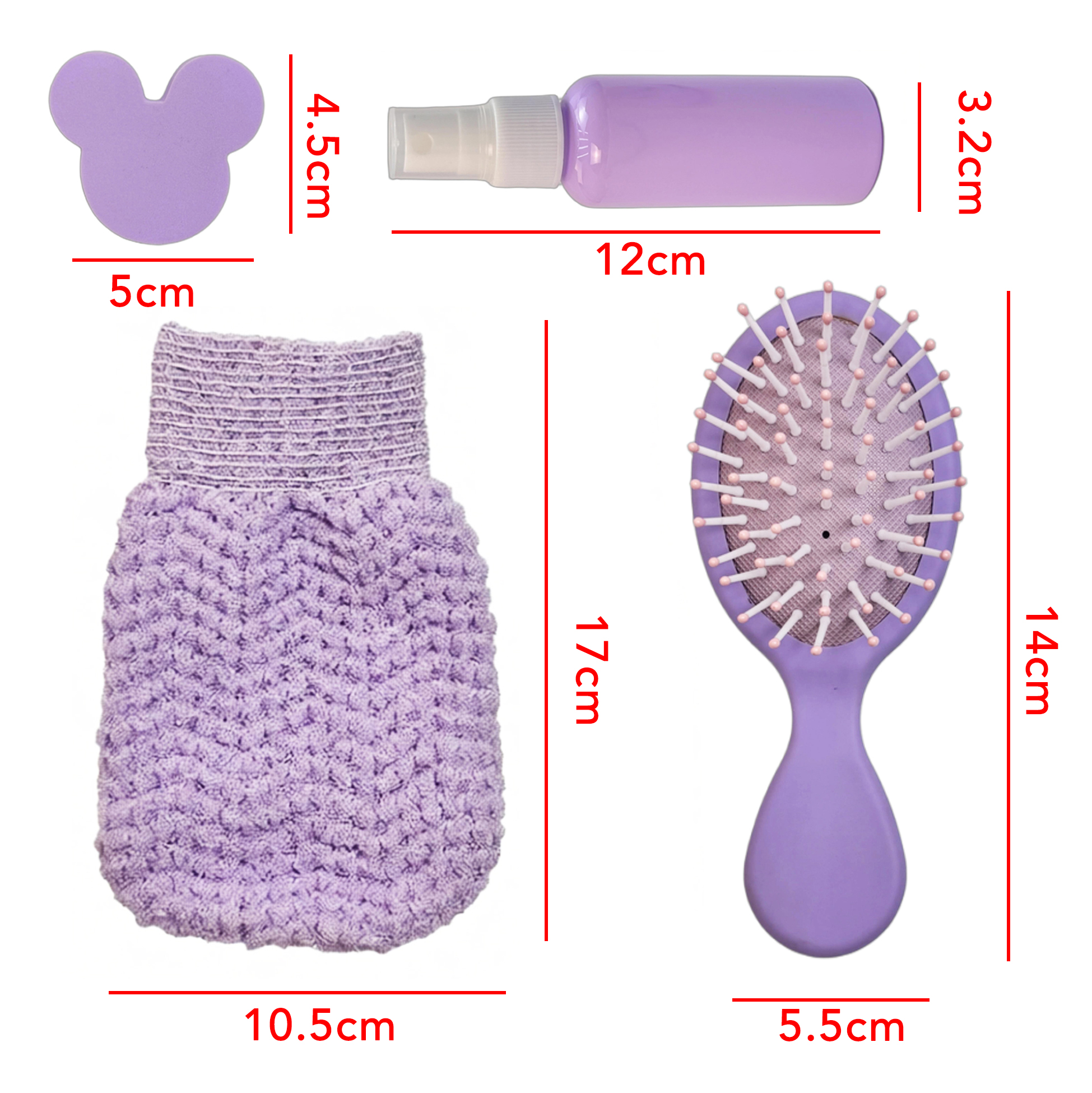 4-piece Travel Bath Accessories Set Mickey-shaped Bath Sponge