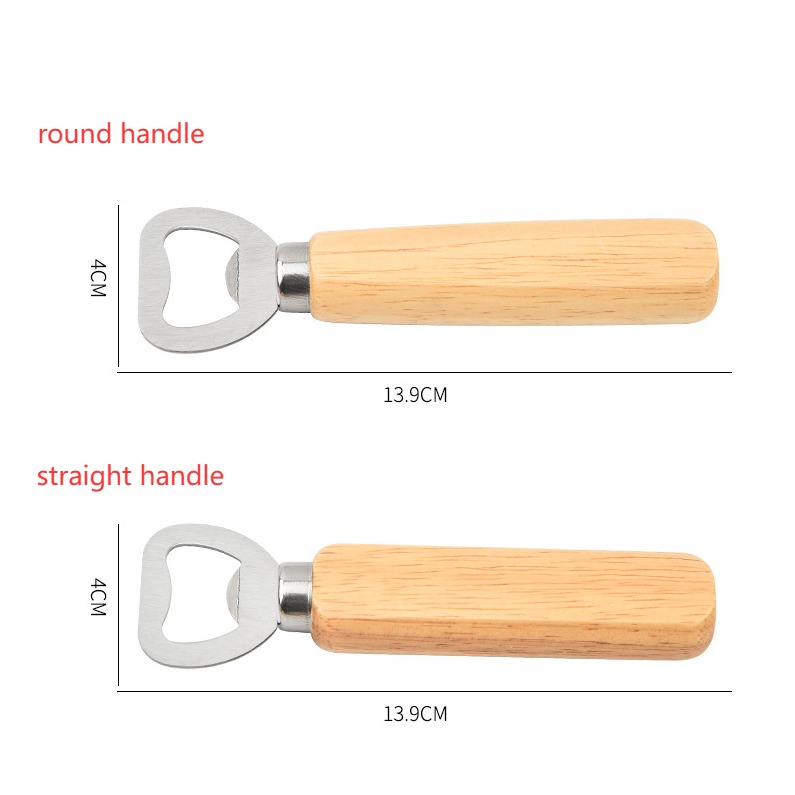 Bamboo Handle Bottle Opener Stainless Steel Beer Opener