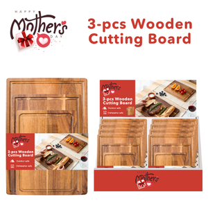 3-piece Wooden Cutting Board Set Rectangular Wood Chopping Board Set