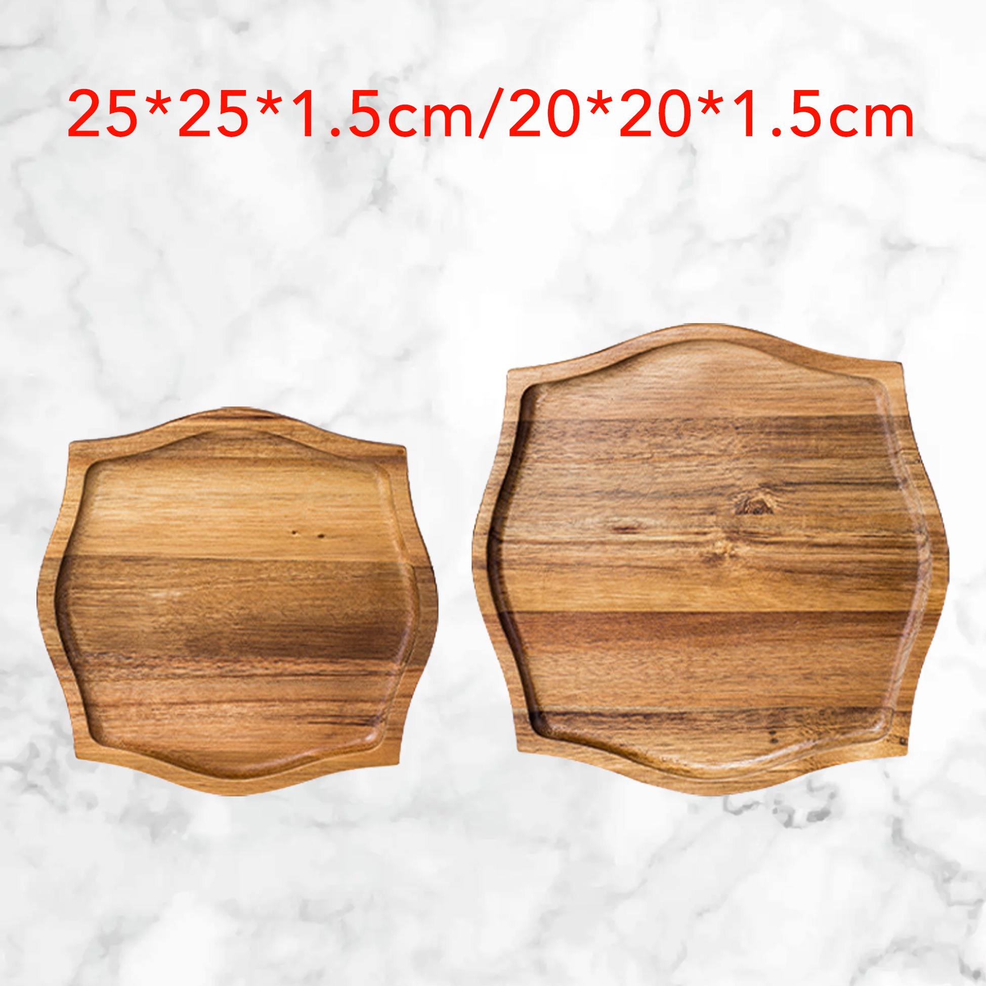 2-piece Wooden Decorative Serving Tray Set