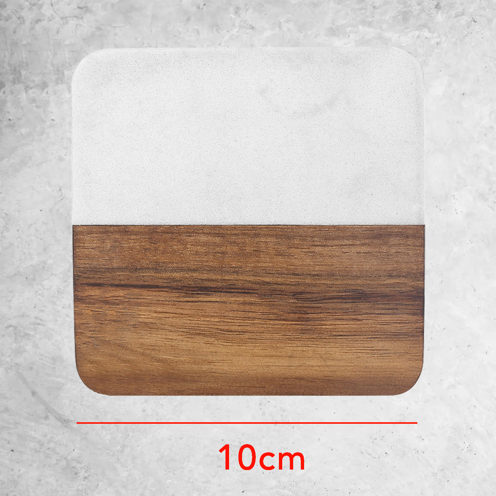 4-pcs Marble & Wood Square Coasters Set