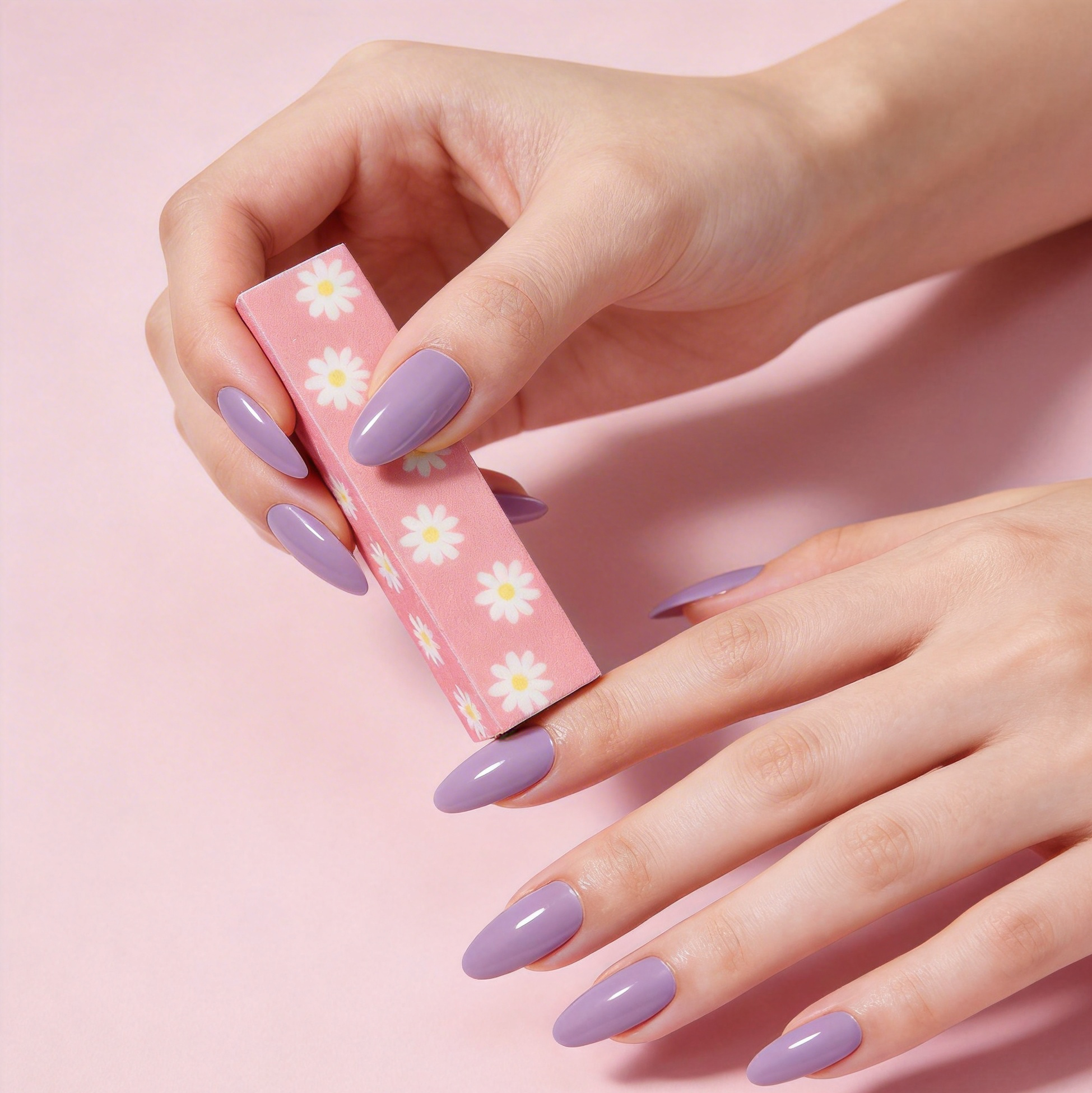 Set of 3 4-Sided Nail Buffer Block Pink Floral Nail File