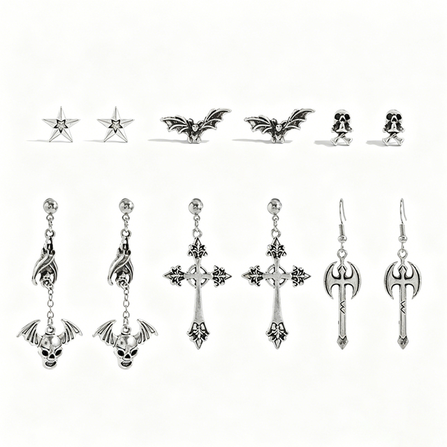 6 Pairs Gothic Earrings Set for Women
