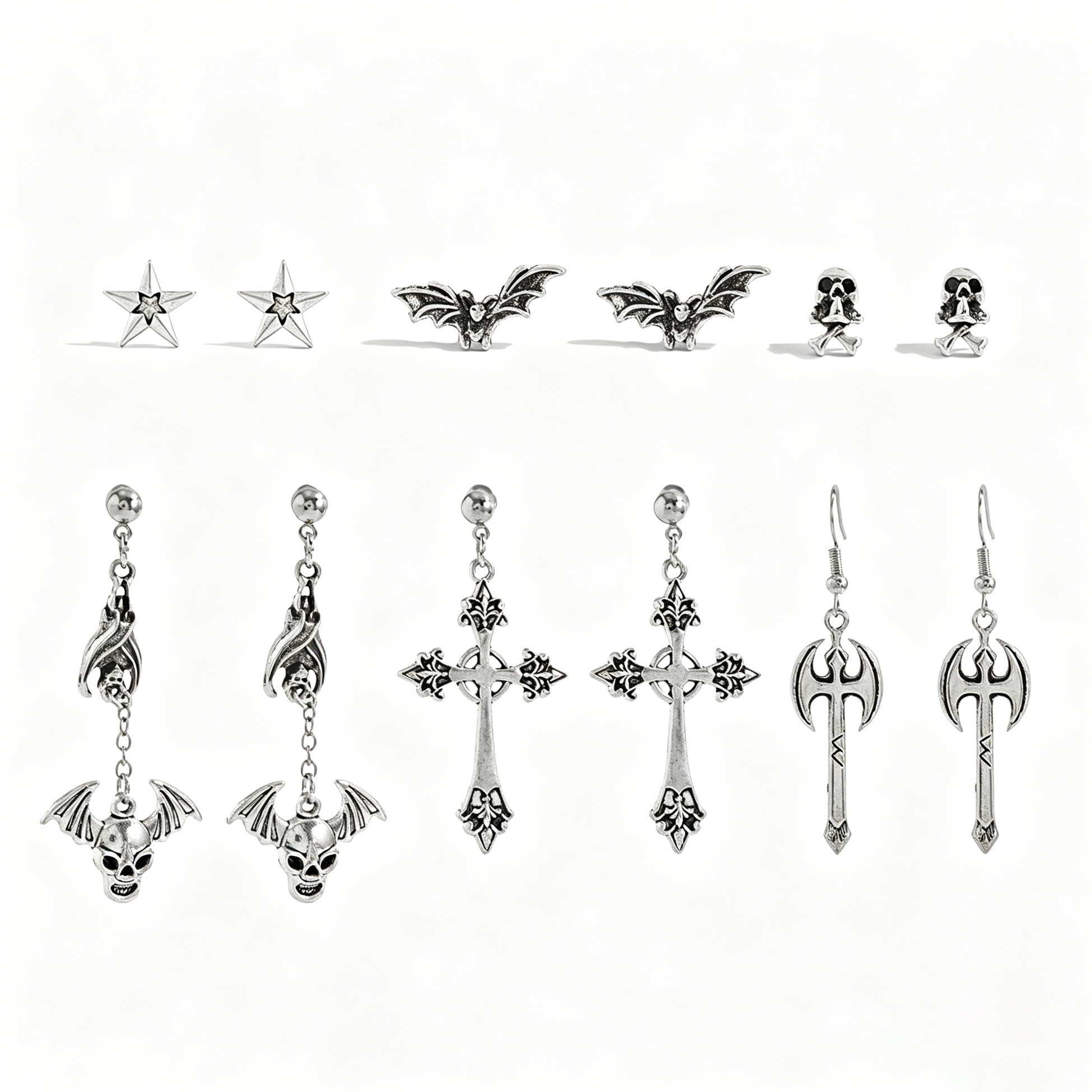 6 Pairs Gothic Earrings Set for Women