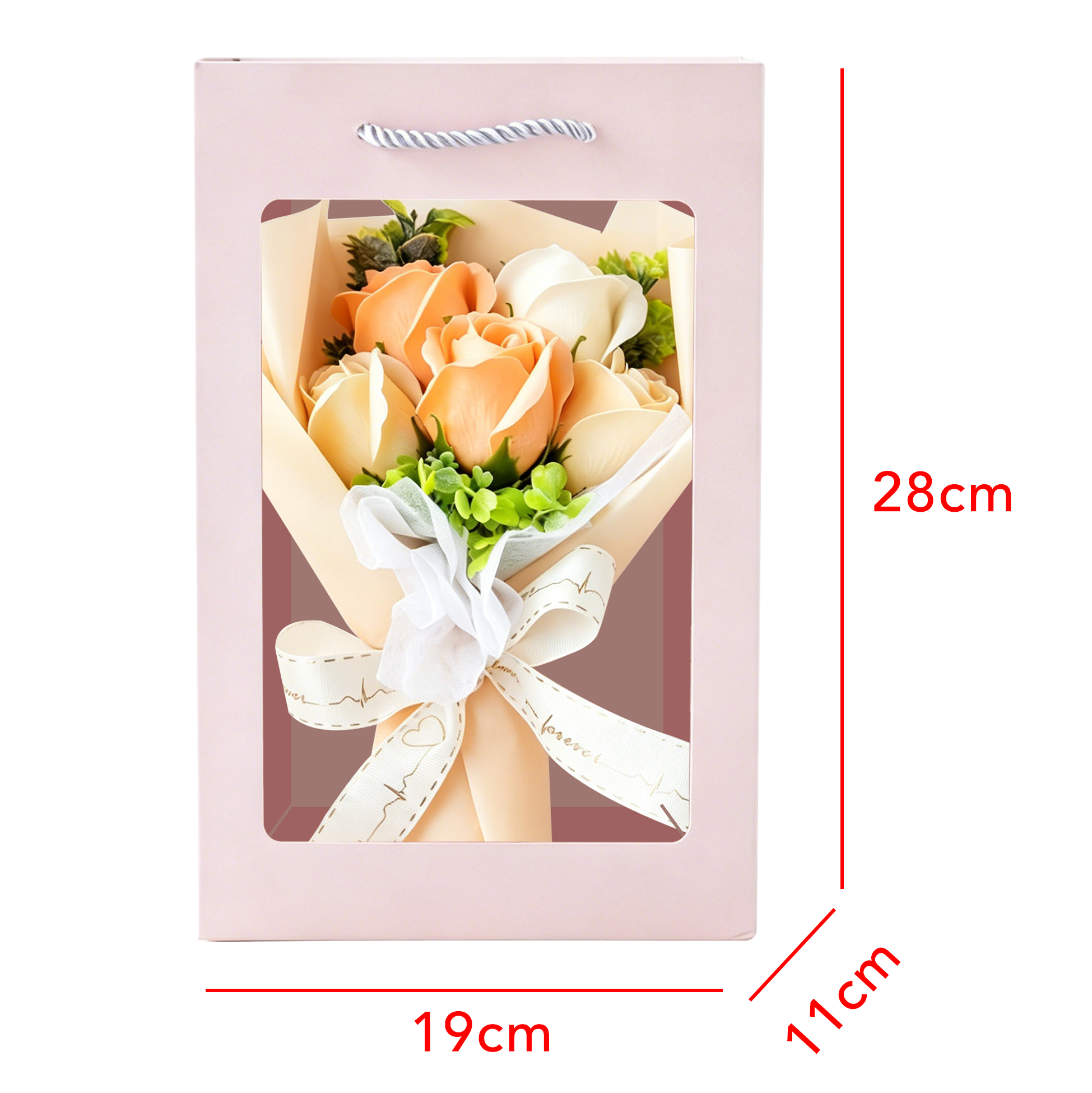Champagne Artificial Rose Flower Bouquet with Gift Box