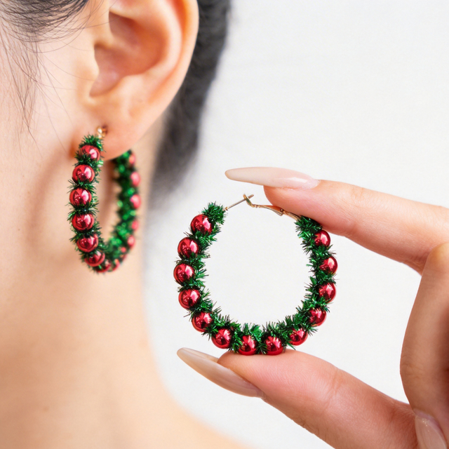 Christmas Wreath Hoop Earrings