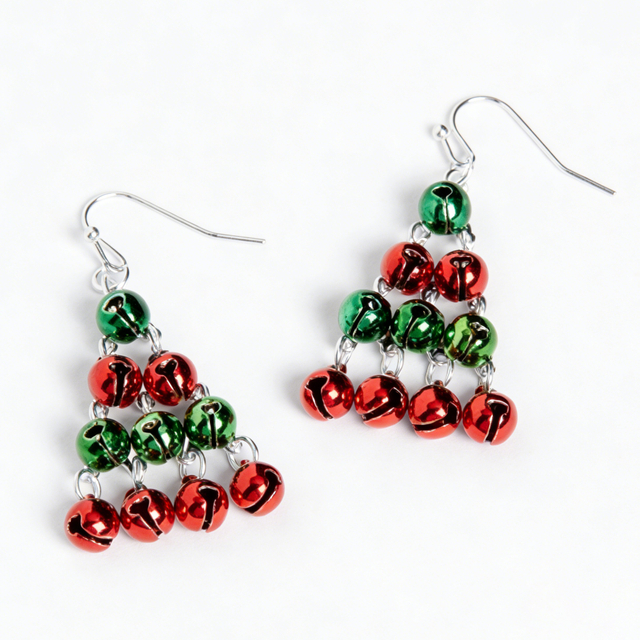 Christmas Tree Jingle Bell Earrings
