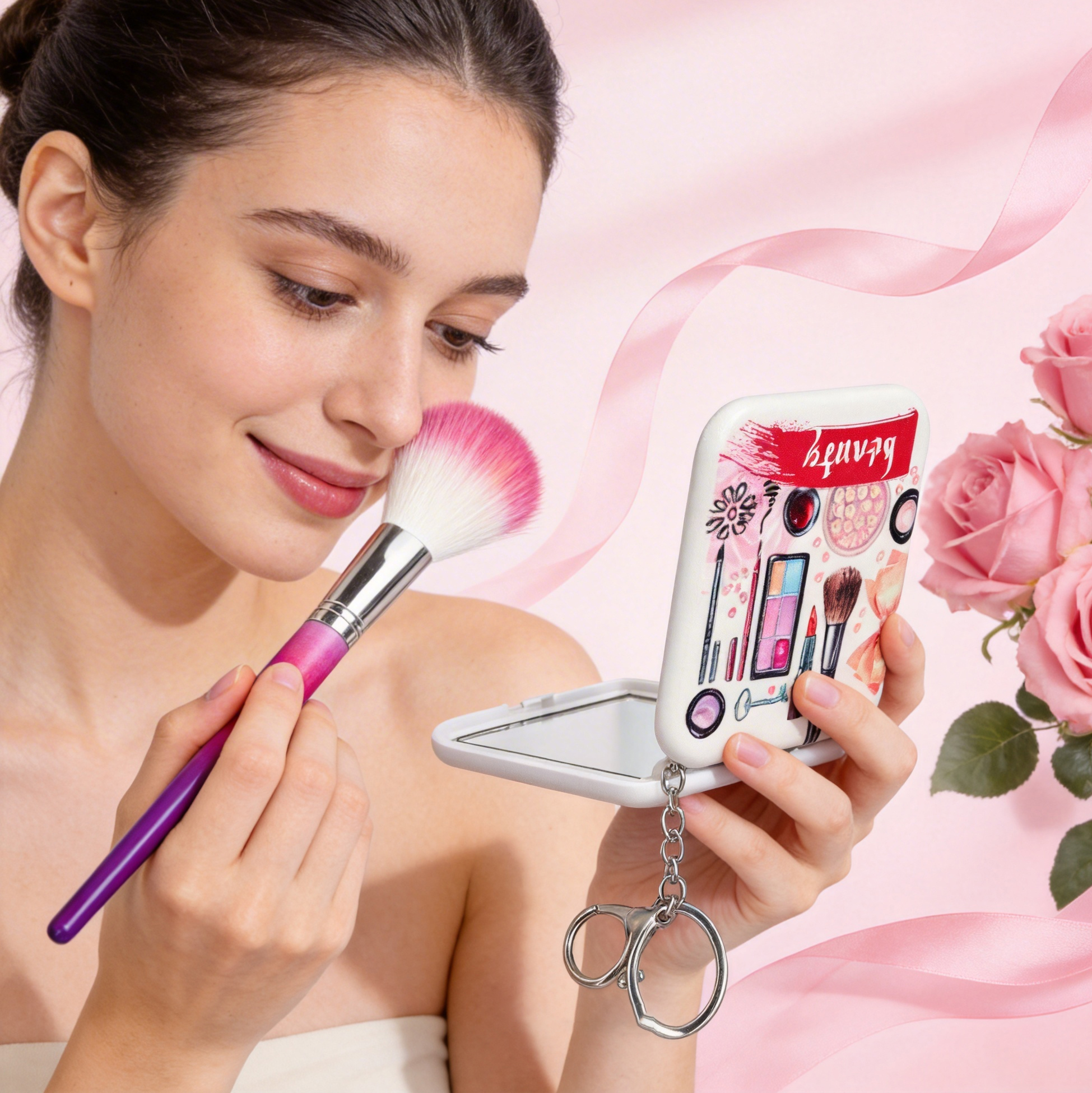 Beauty Print Rectangular Compact Mirror