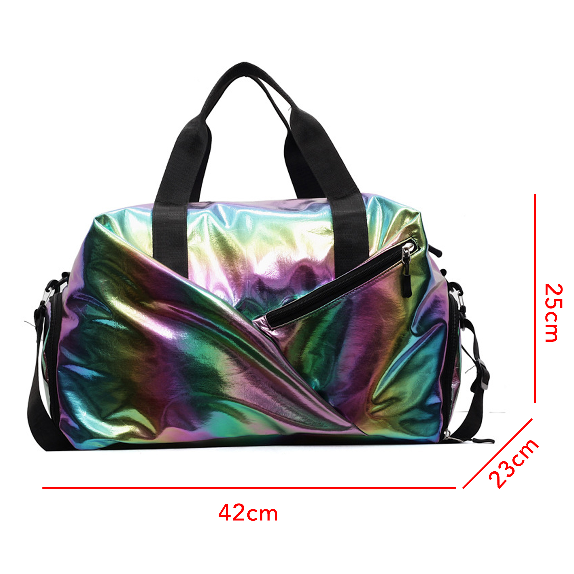 Holographic Gym Duffle Bag Shiny Iridescent Sports Travel Weekender Bag
