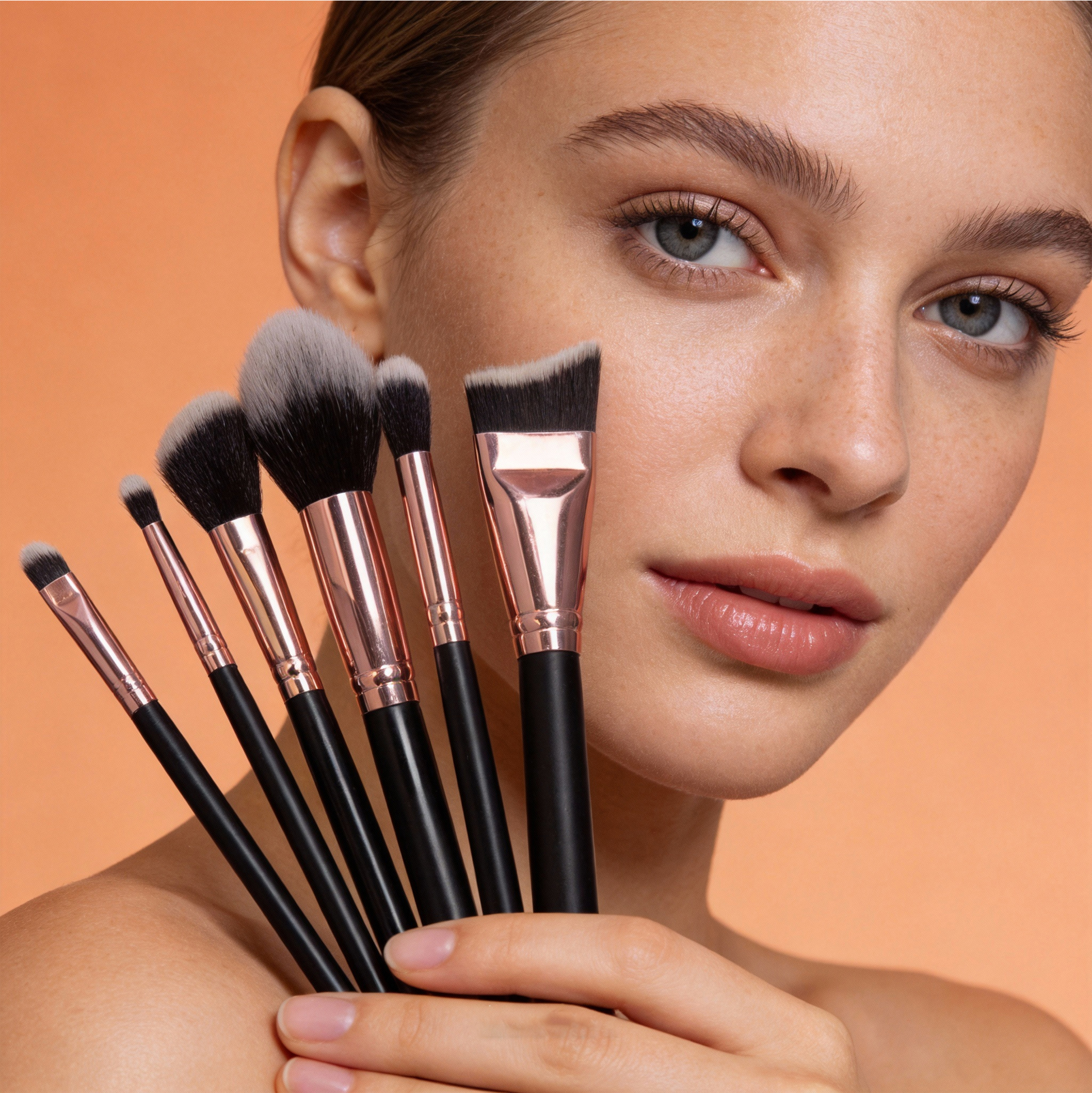 6-Piece Rose Gold Makeup Brush Set