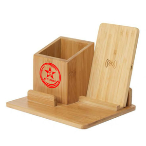 ATRIH Bamboo Wireless Charger with Pen Holder