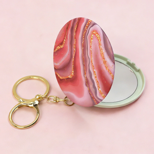 Pink Marble Print Compact Mirror
