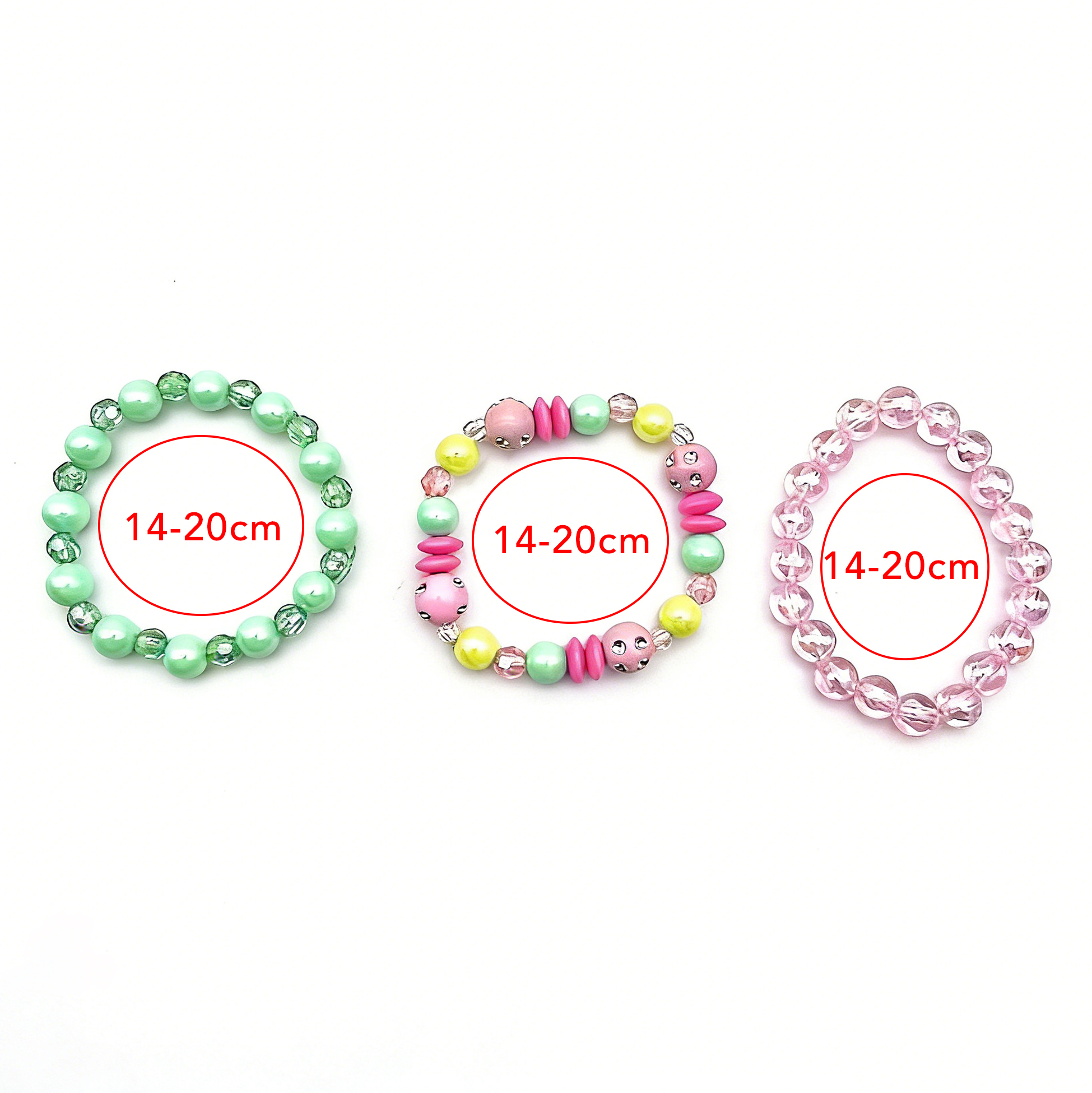 3Pcs Colorful Beaded Bracelets for Girls