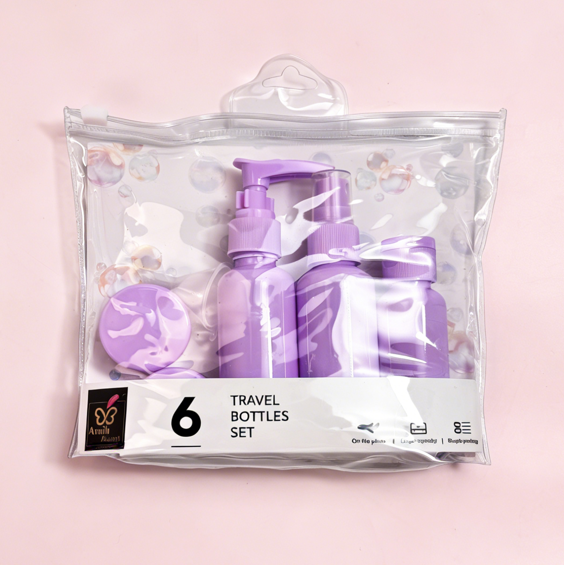 6 PCS Purple Travel Bottles Set