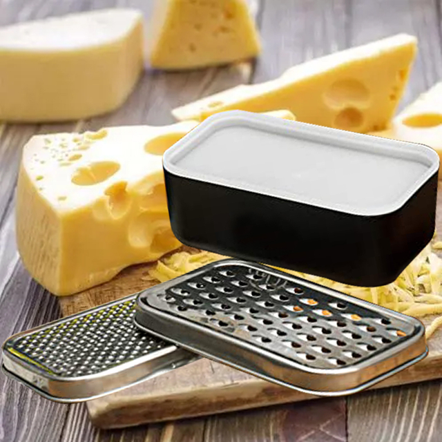 Double-sided Cheese Grater Portable Ginger Garlic Shredder With Food Saver Container Stainless Steel Rectangle Box And Graters