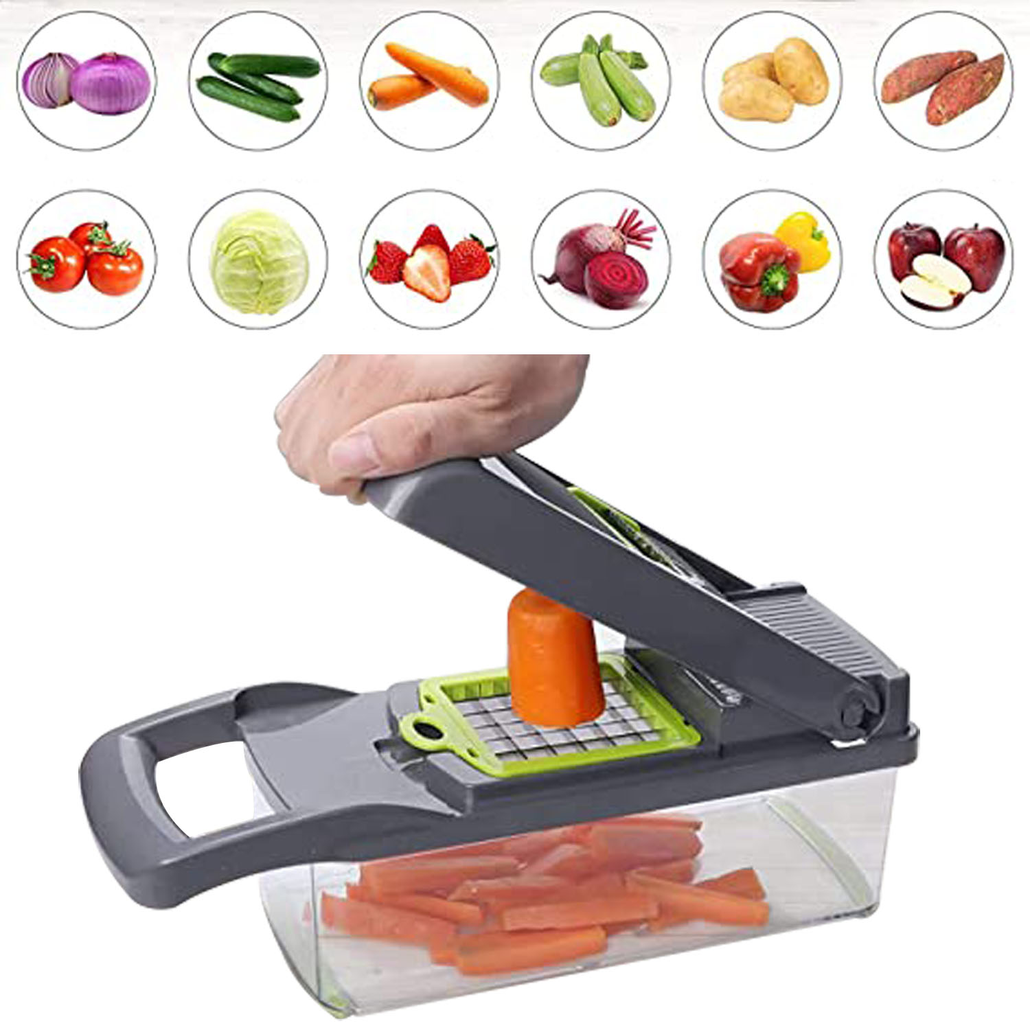  13 in 1 Multifunctional Food Chopper with 8 Blades Slicer Vegetable Cutter With Container Adjustable Vegetable Cutter Vegetable, Onion Chopper
