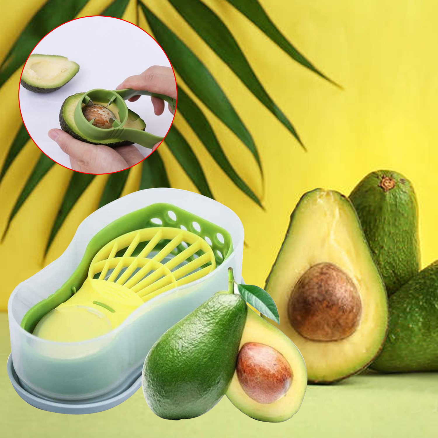 3 in 1 Avocado Keeper Storage Container Avocado Tool Avocado Slicer Corer Butter Peeler Separator 