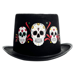 Halloween Black Skull Print Hat