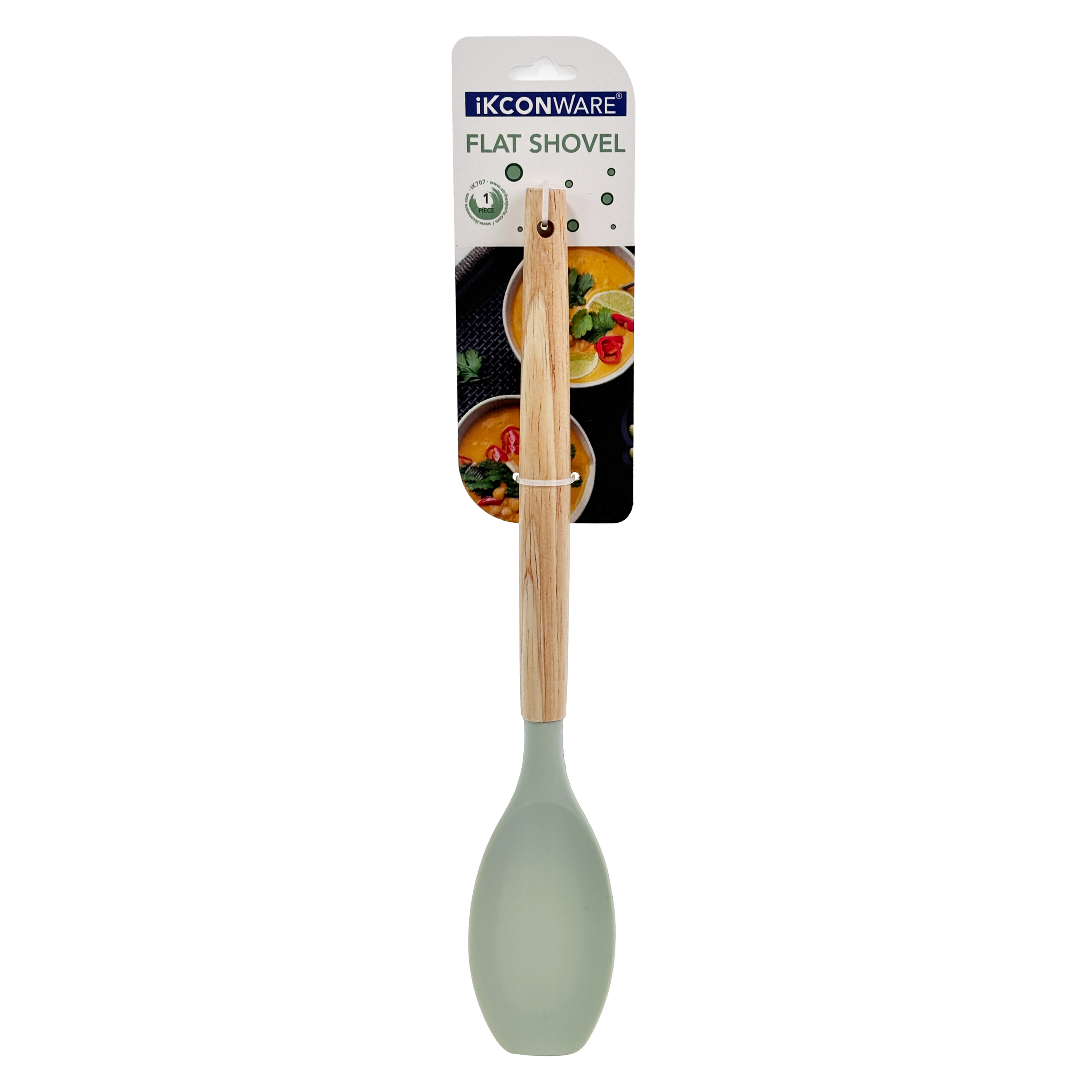Wooden Handle Silicone Flat Stirring Spoon