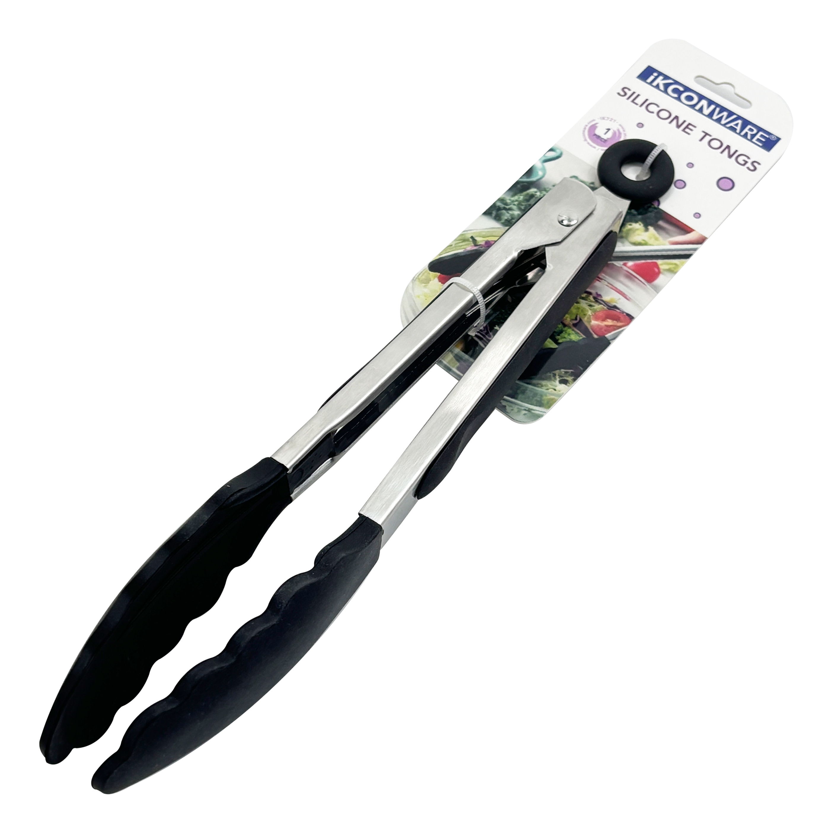 Stainless Steel Handle Silicone Frying Tongs