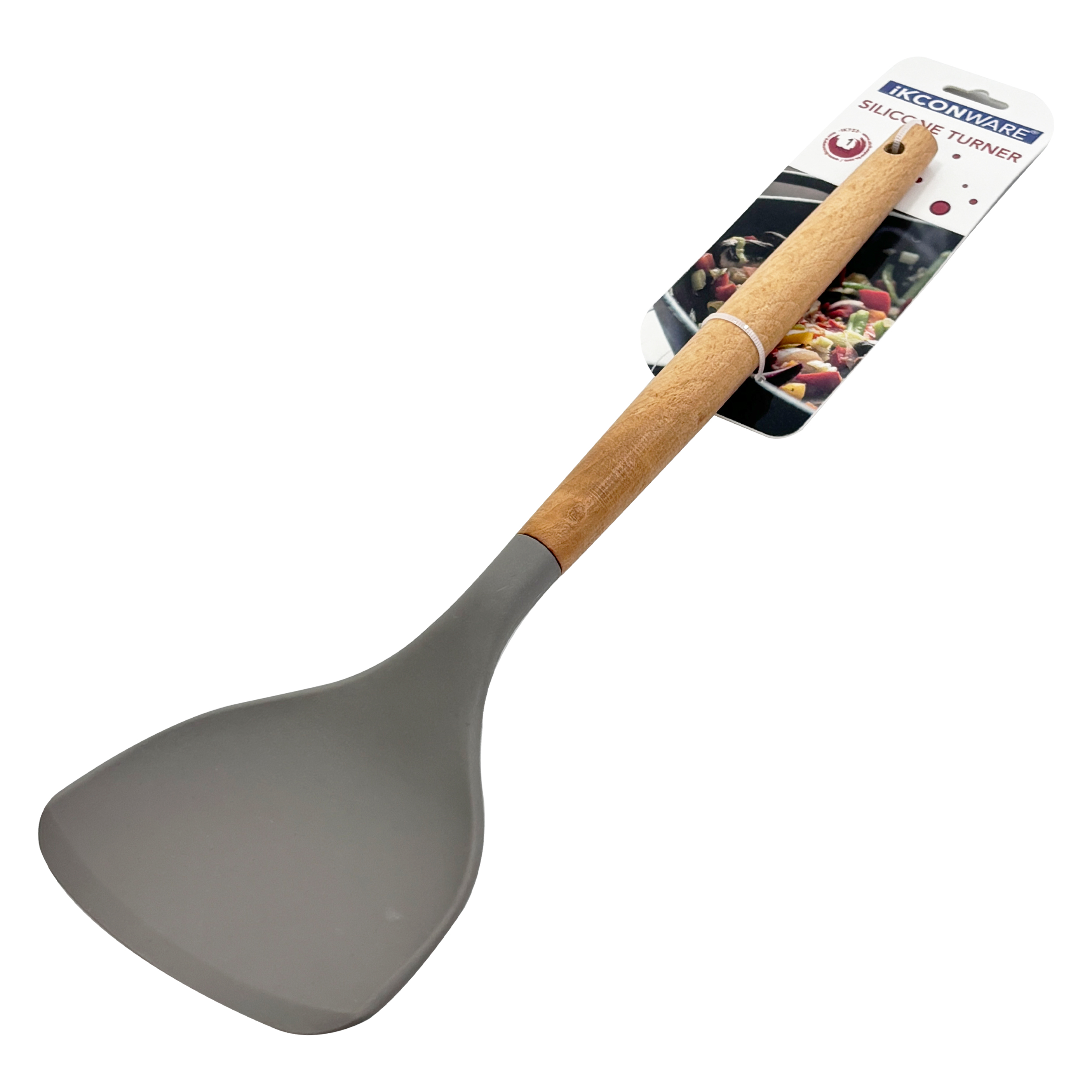 Wooden Handle Silicone Serving Turner 