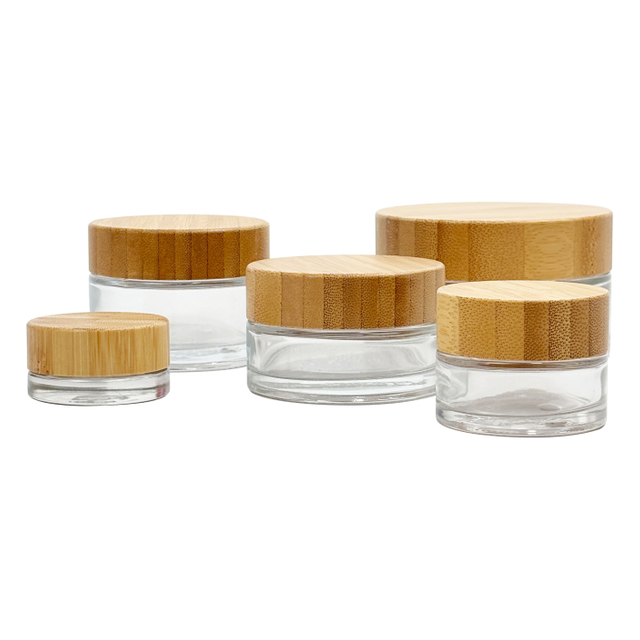 Glass Cream Jar with Bamboo Lid