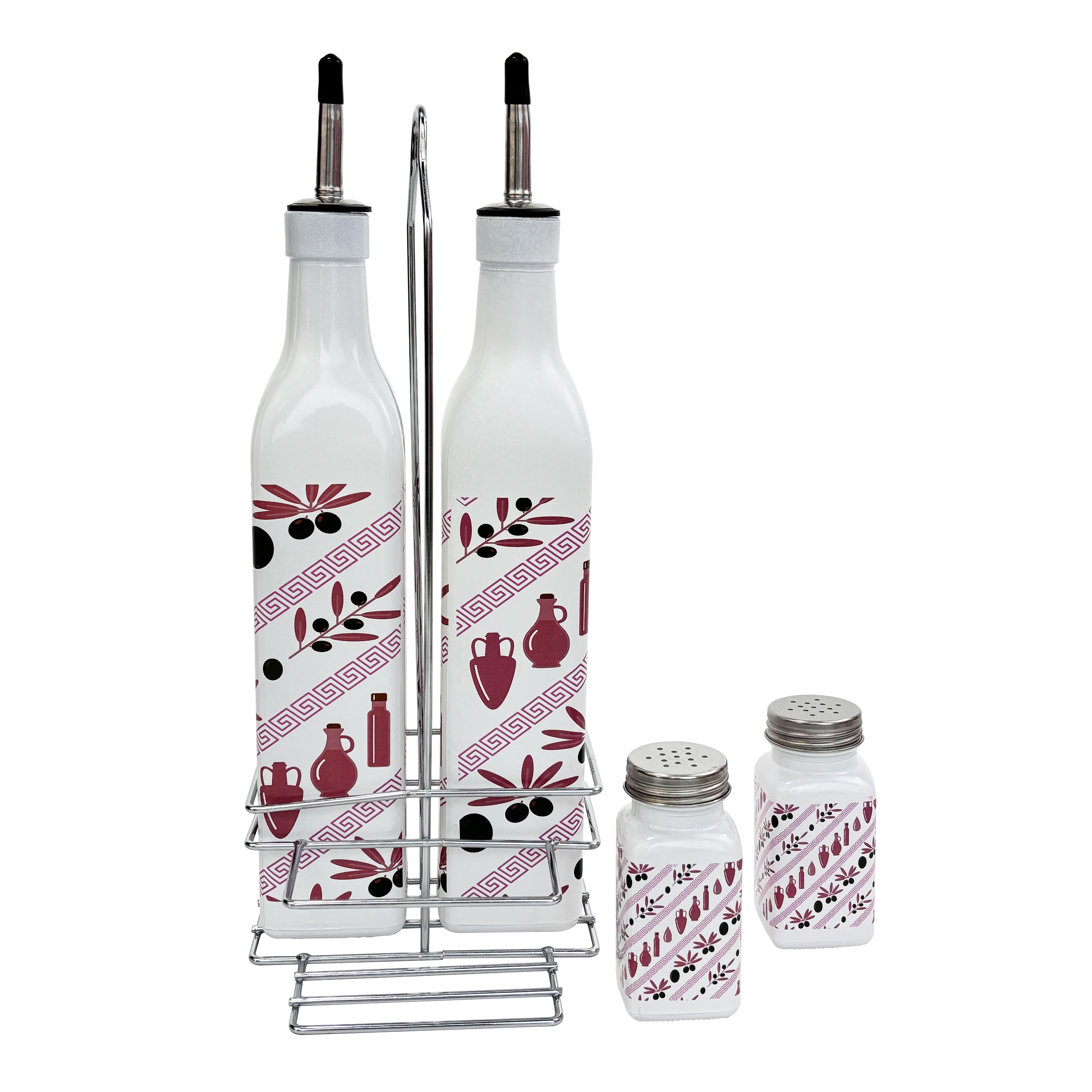 Elegant Glass Oil & Vinegar Cruet Set