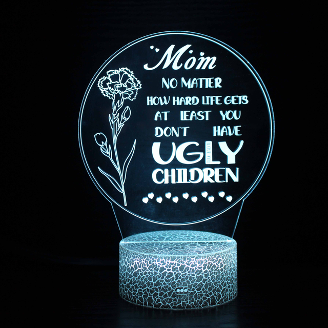 3D Optical Illusion Lamp Touch Control Optical Illusion Visualization Mother Day Sign, LED Night Light Lamp 7 Colors Changing Touch Control Night Light Lamp Stand
