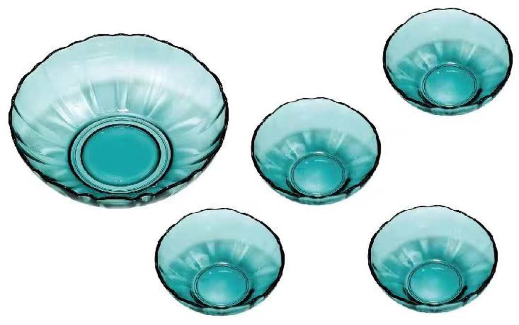 5-Piece Vintage Floral Glass Bowl Set – Embossed Retro Design for Versatile Serving, Mixing, And Storage