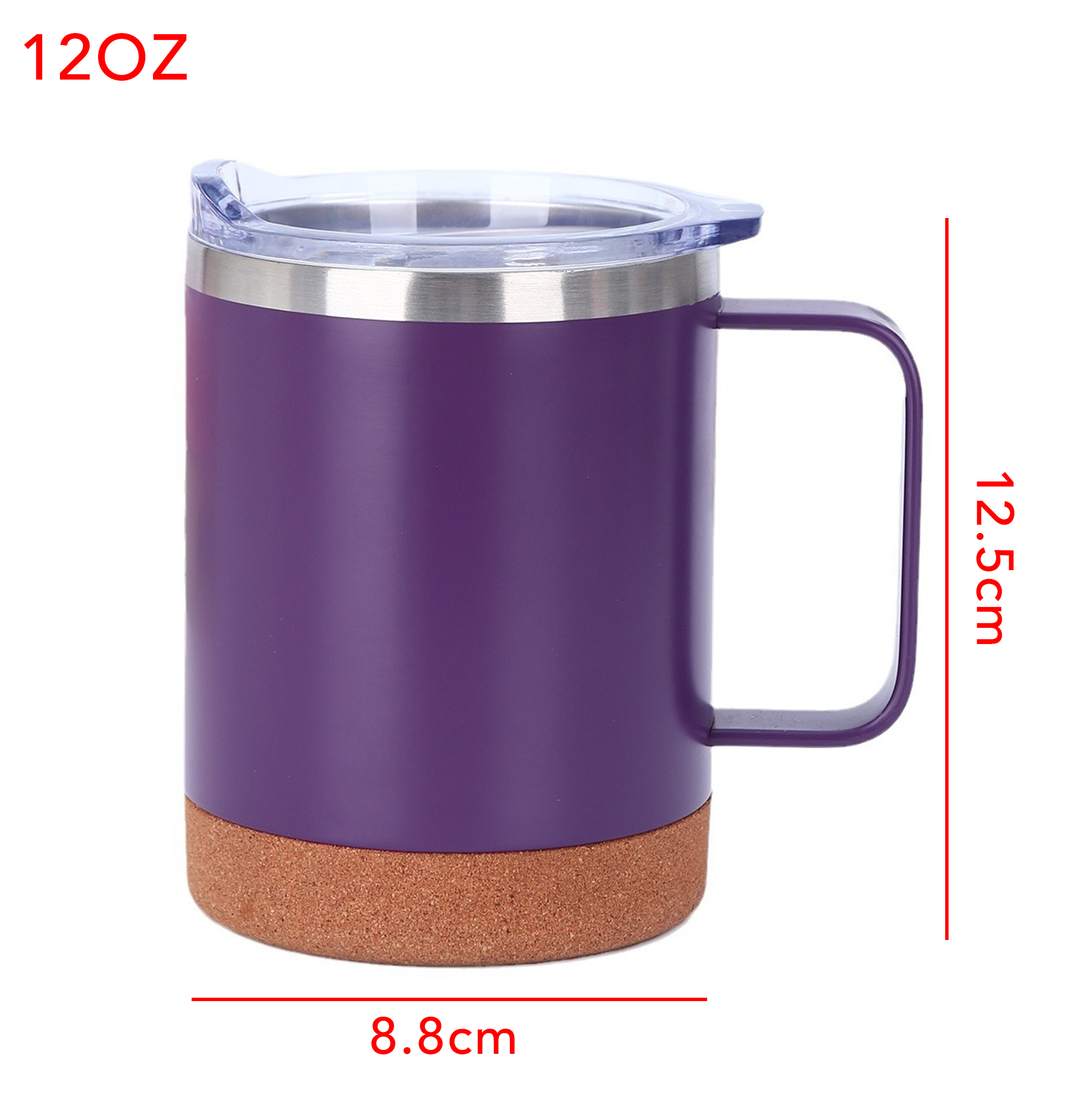 12oz Insulated Stainless Steel Coffee Mug with Handle & Cork Base