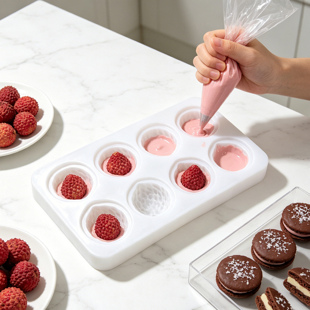 8 Cavity Lychee Silicone Mold, 3D Realistic Lychee Shaped Silicone Mold