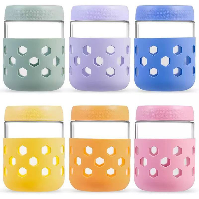 16oz Glass Overnight Oats Jars with Leakproof Lids And Silicone Sleeves, Airtight Food Storage Containers