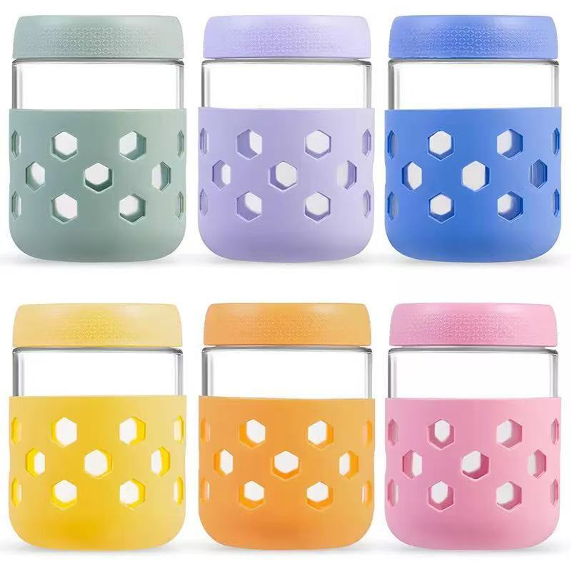 16oz Glass Overnight Oats Jars with Leakproof Lids And Silicone Sleeves, Airtight Food Storage Containers
