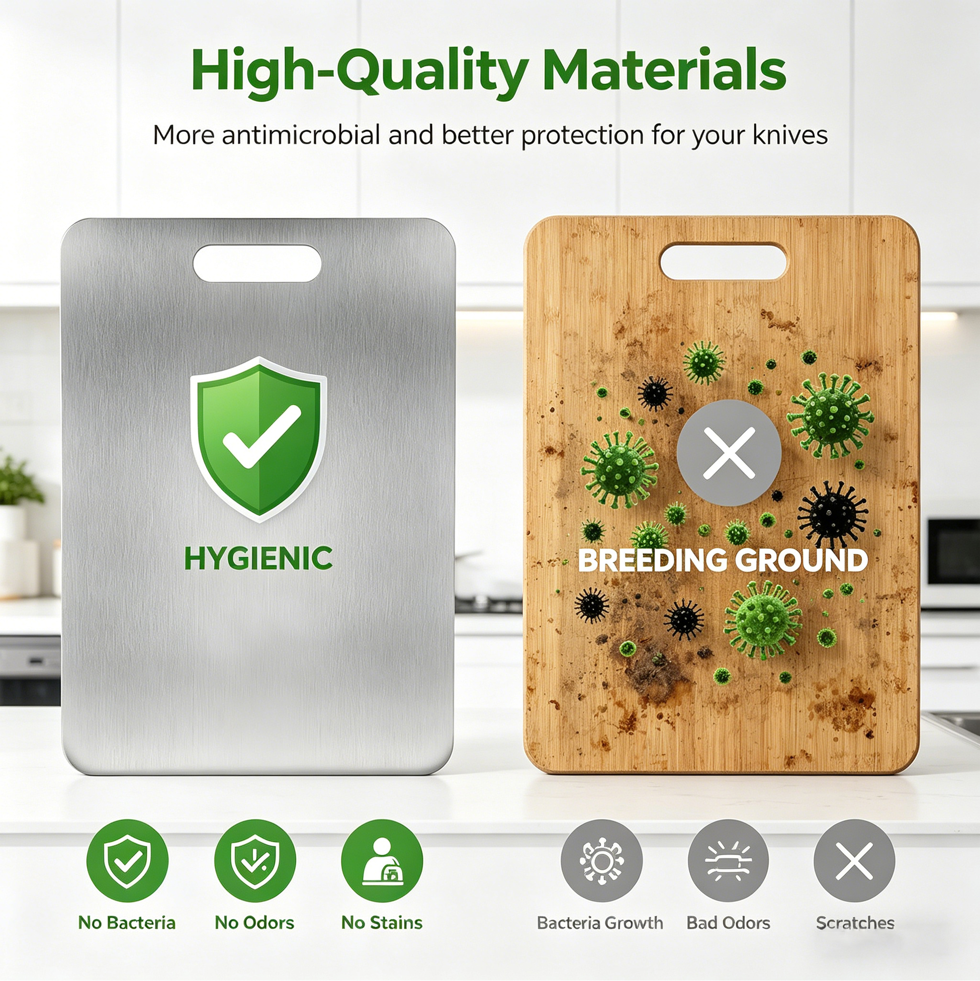 Stainless Steel Cutting Boards, BPA-Free Hygienic Chopping Boards