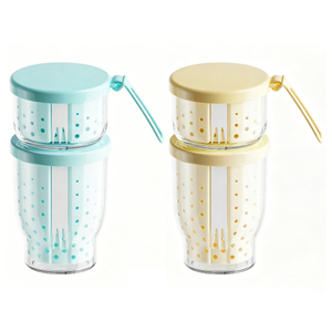 Set of 2 Salad & Fruit Containers with Colander & Fork, Leak-Proof BPA-Free Lunch Boxes