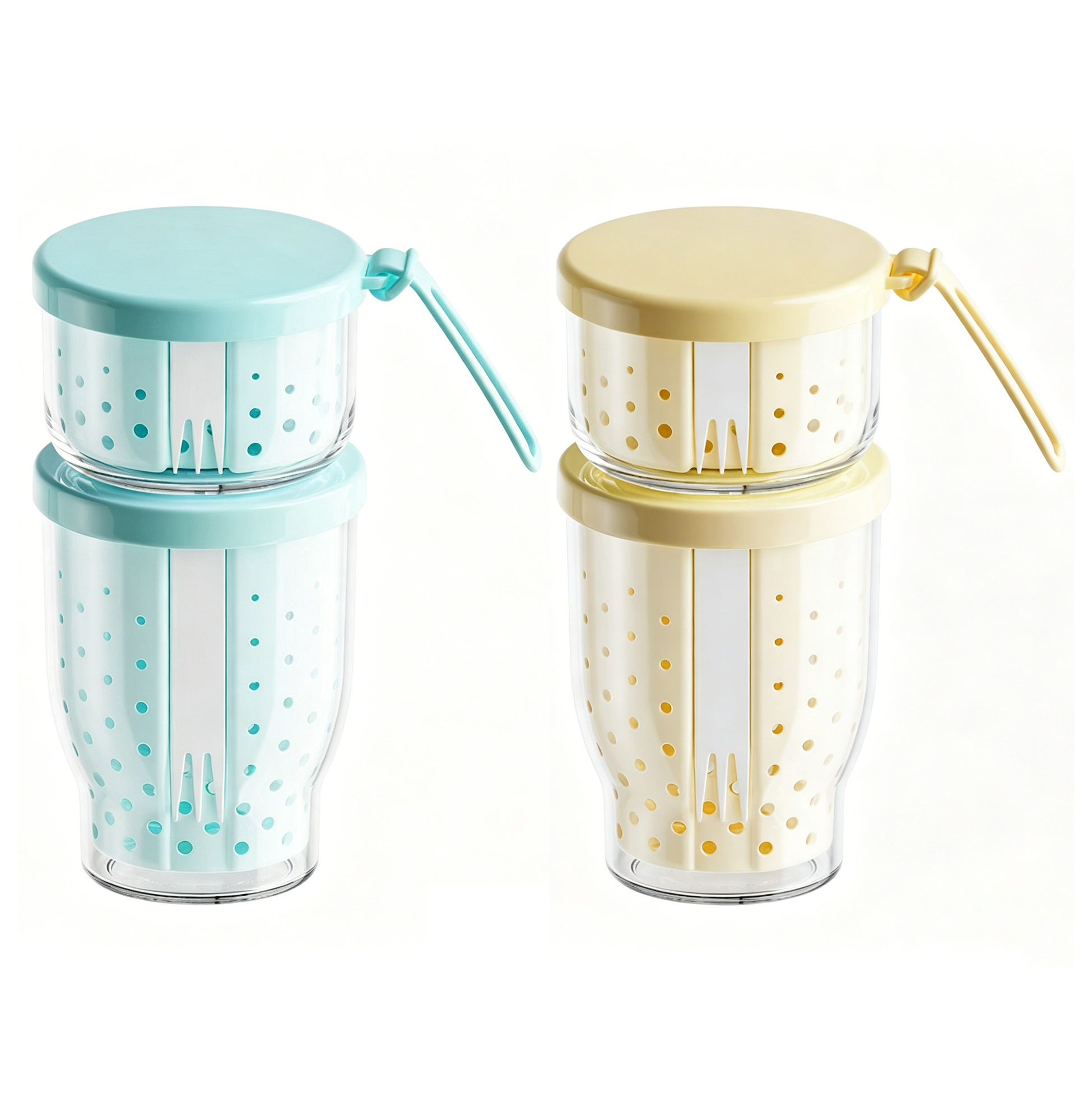 Set of 2 Salad & Fruit Containers with Colander & Fork, Leak-Proof BPA-Free Lunch Boxes