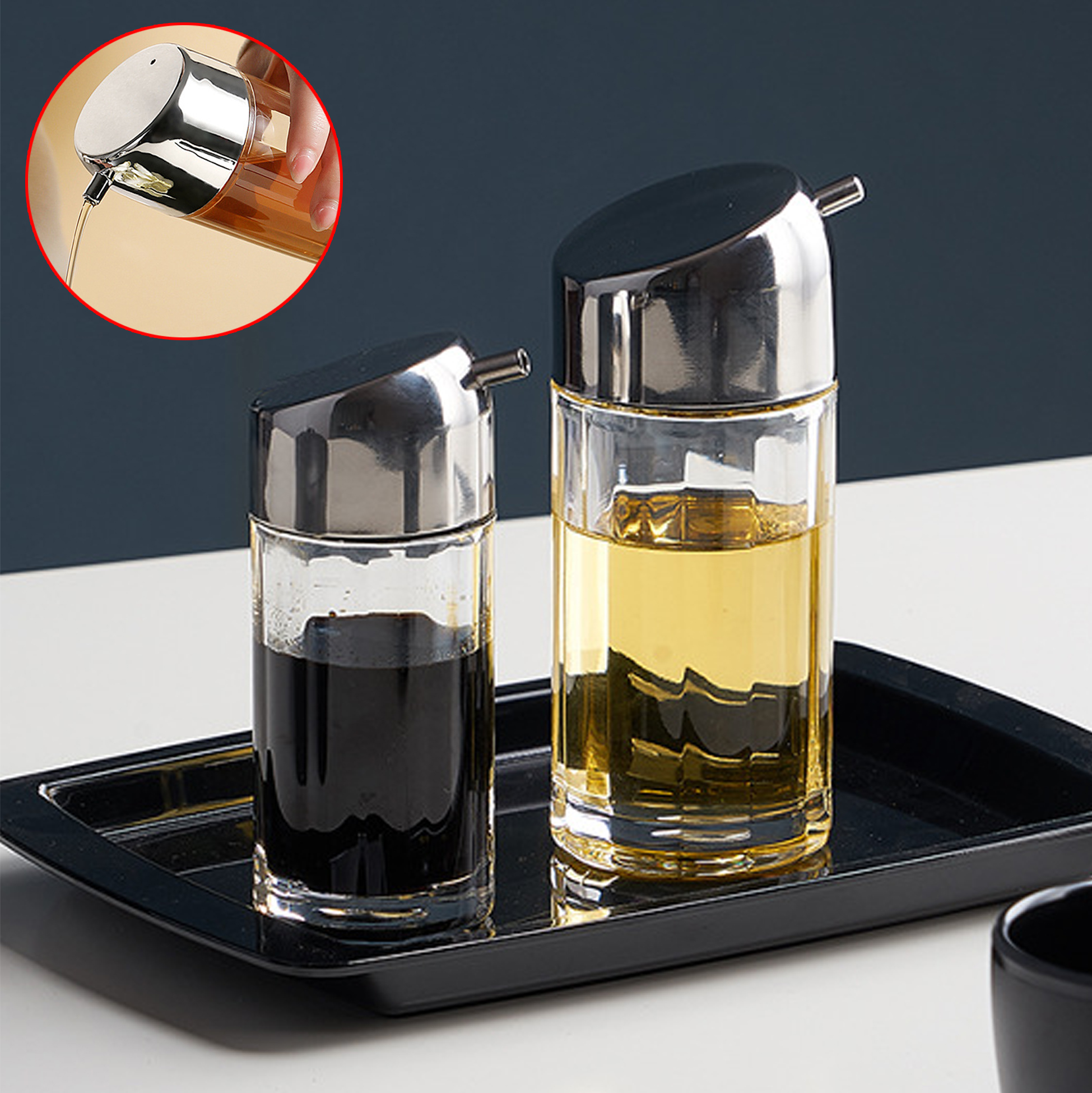 Oil Dispenser Bottle with Stainless Steel Lid