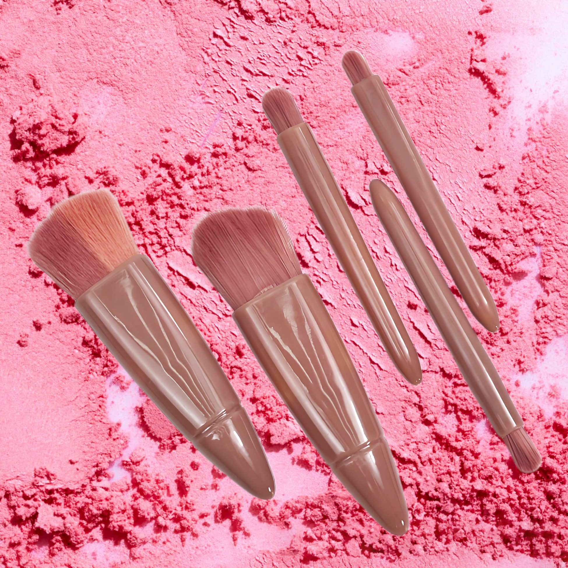 Pink Makeup Brush Set with Portable Case And Mirror