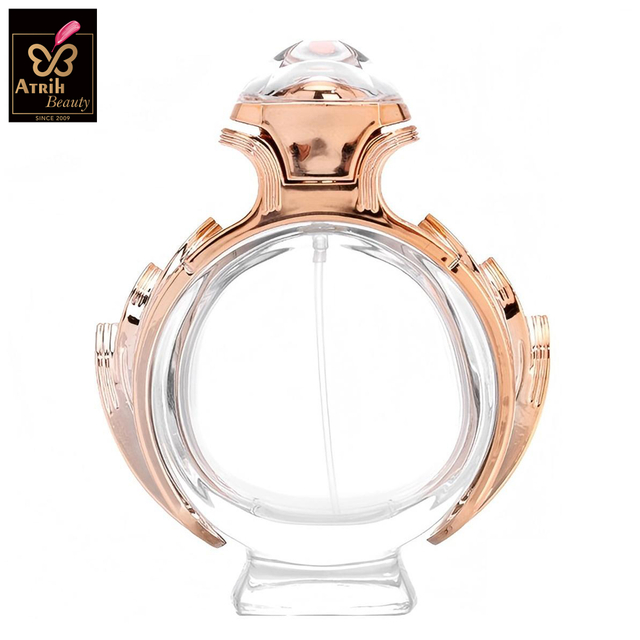 80ml Rose Gold Trimmed Round Glass Perfume Bottle