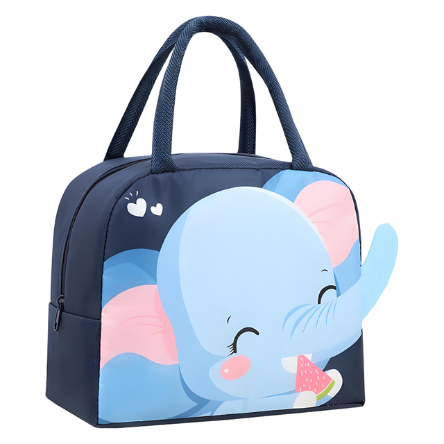 Navy Blue Elephant Themed Kids Lunch Bag