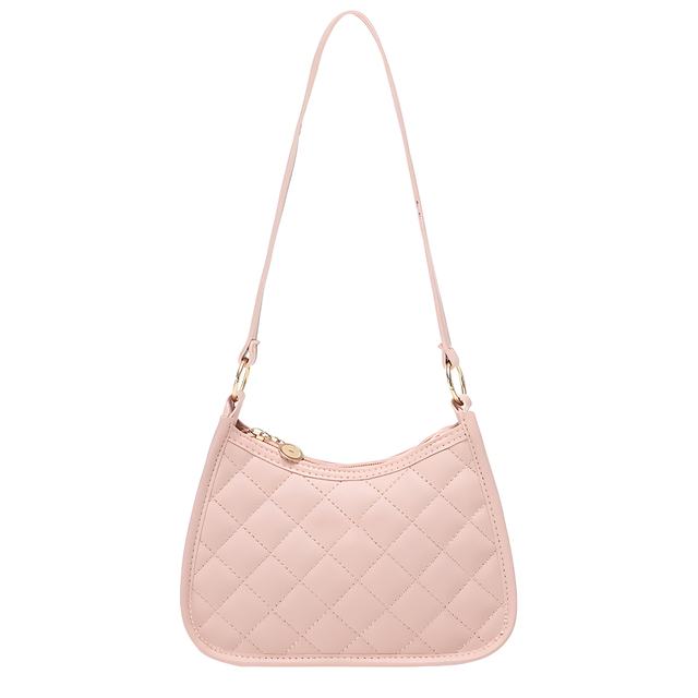 Pink Quilted Shoulder Handbag
