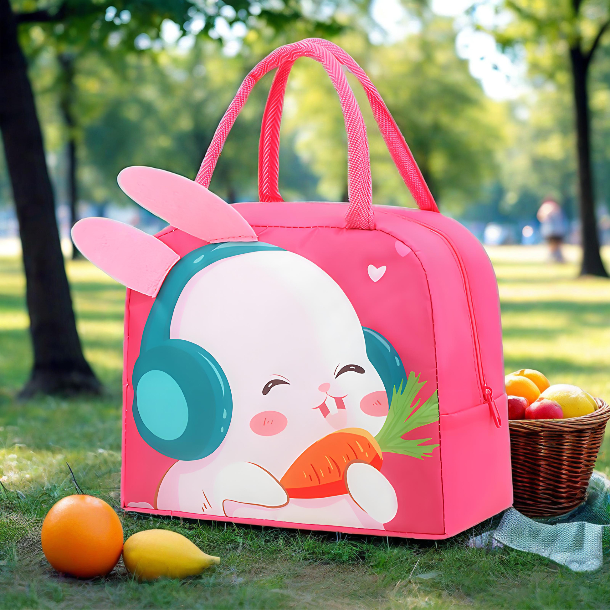 Pink Bunny Themed Kids Lunch Bag