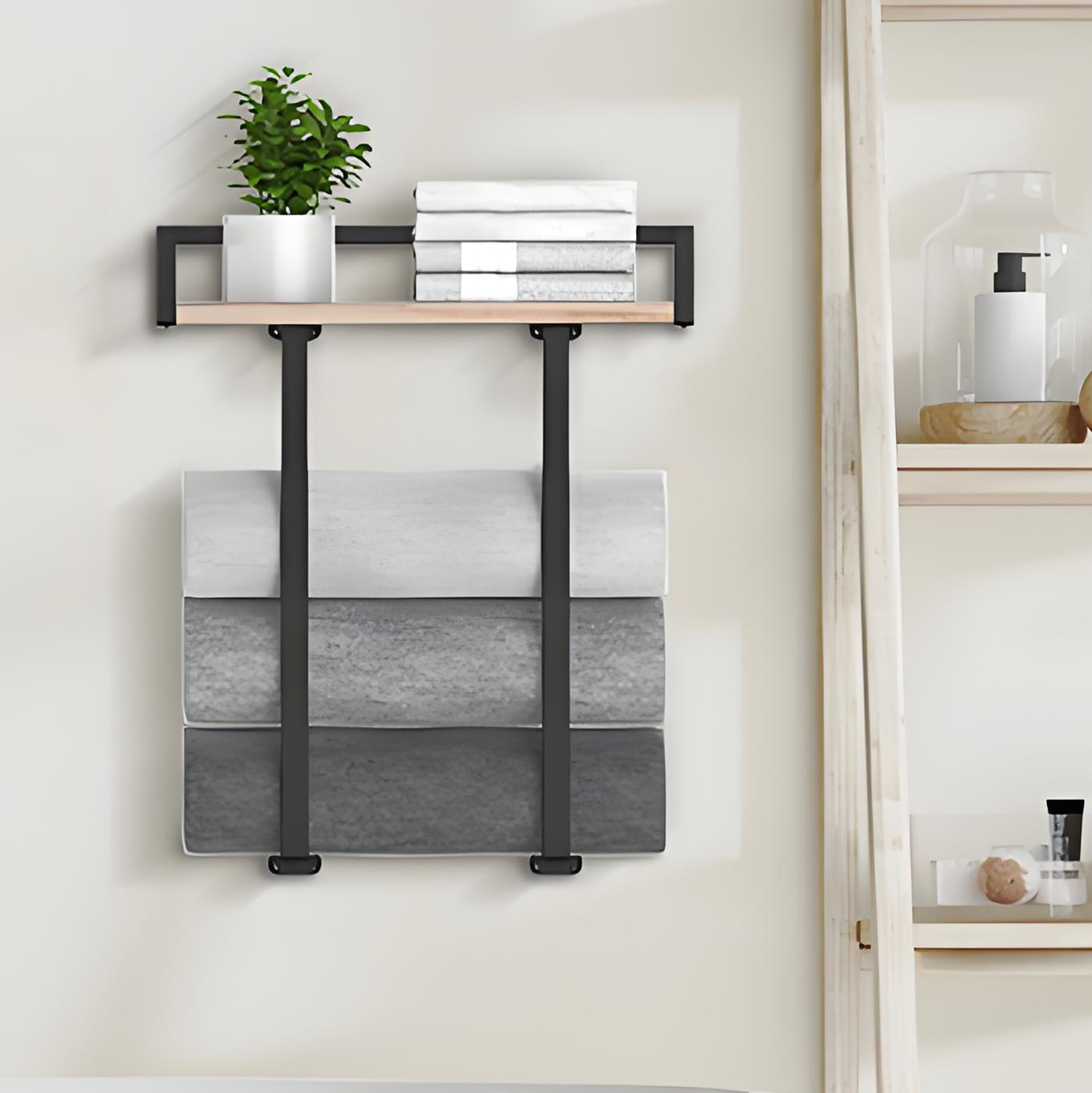 Wall Mounted Bathroom Towel And Storage 