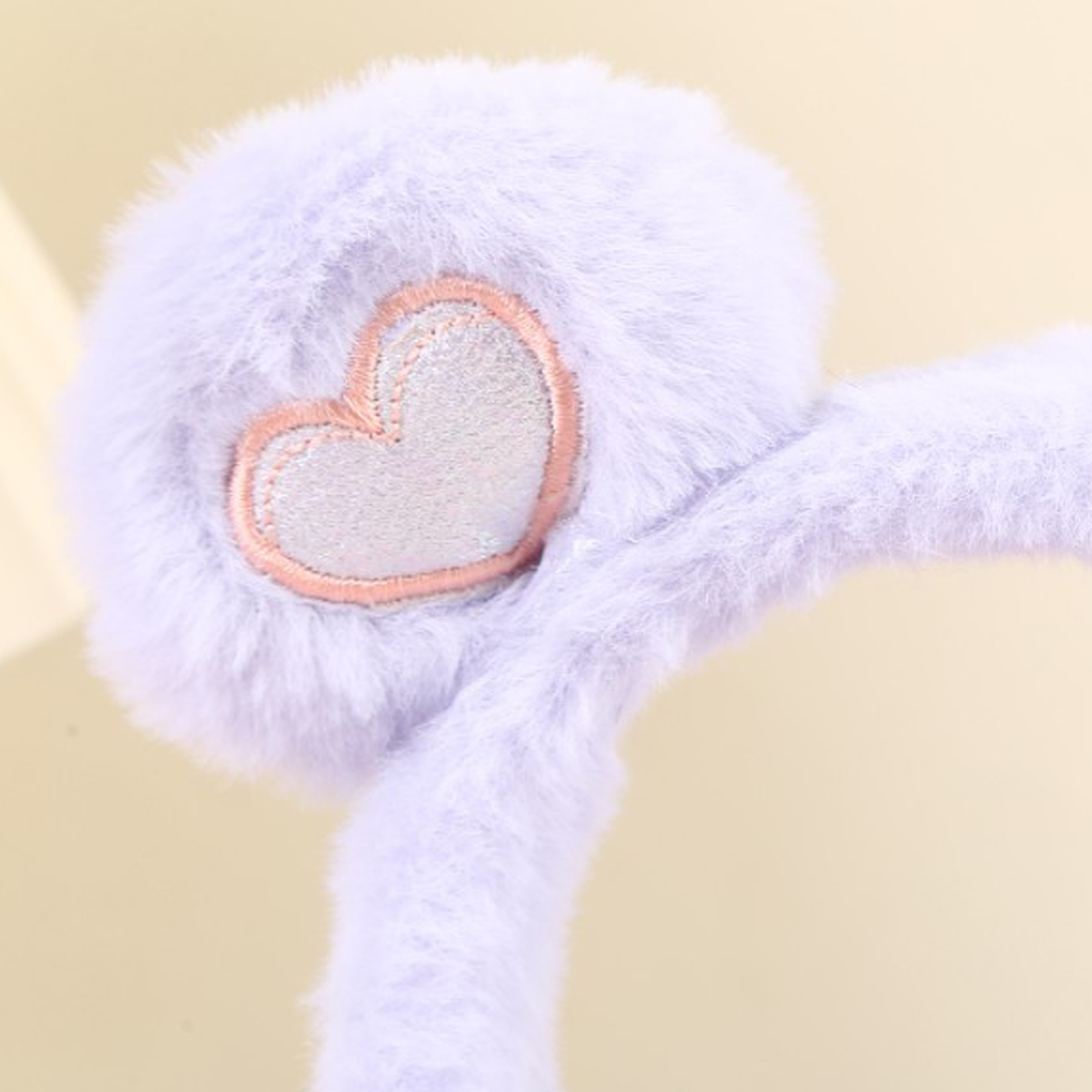Cute Plush Earmuffs with Heart - shaped Patches