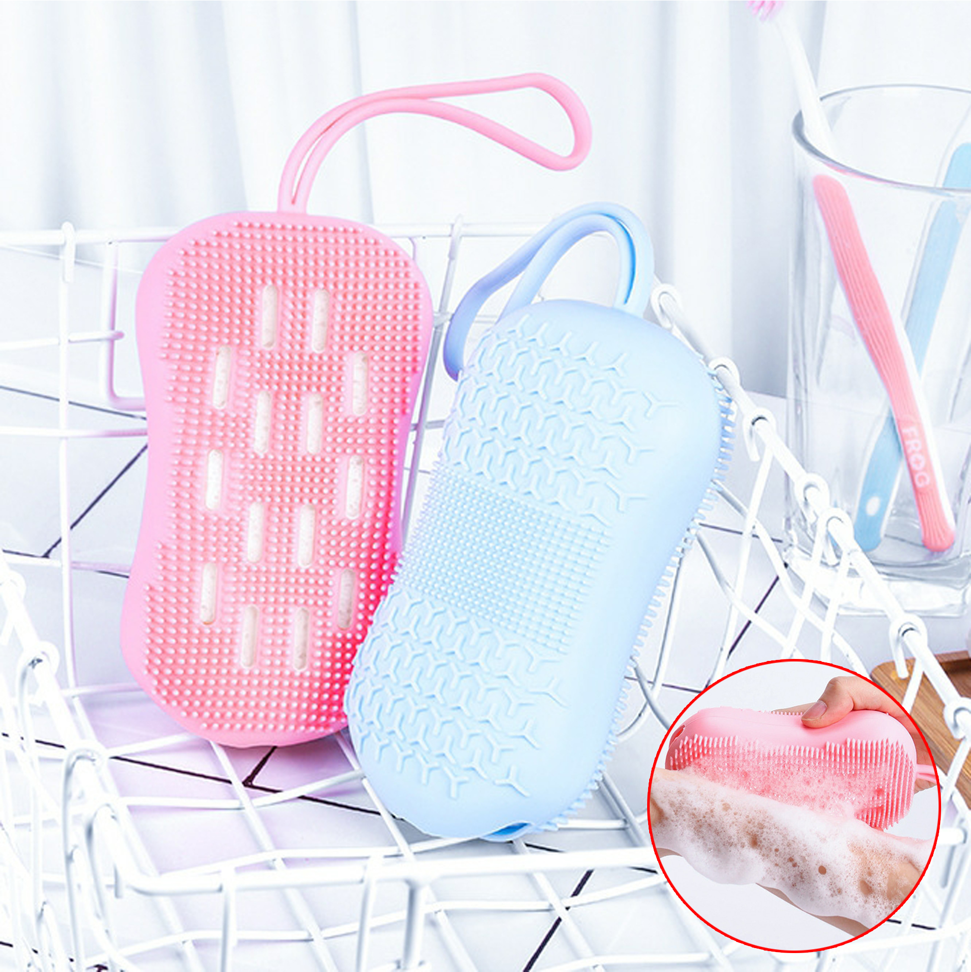 Pink Silicone Body Exfoliating And Cleaning Brush