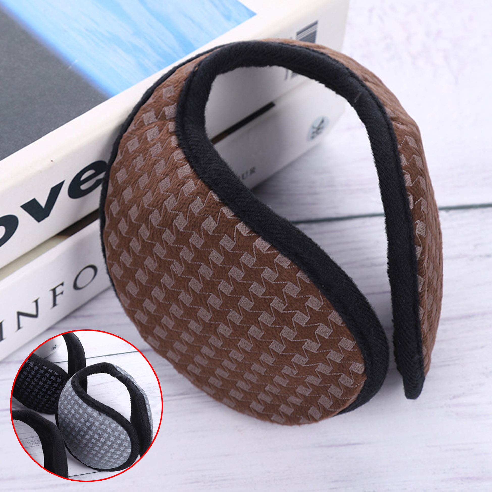 Check Design Fleece Ear Warmers