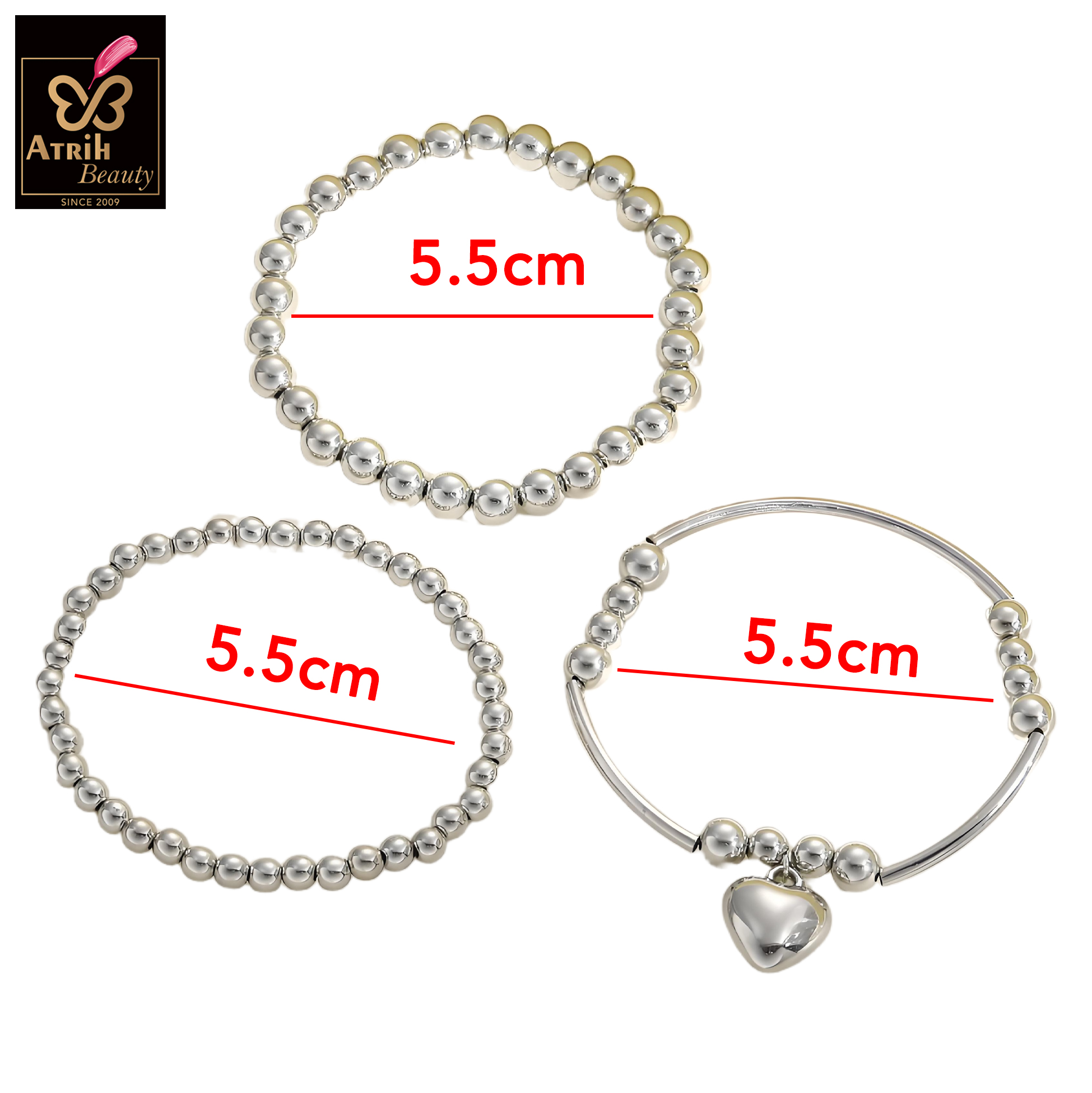 Silver Tone Beaded Bracelet Set 