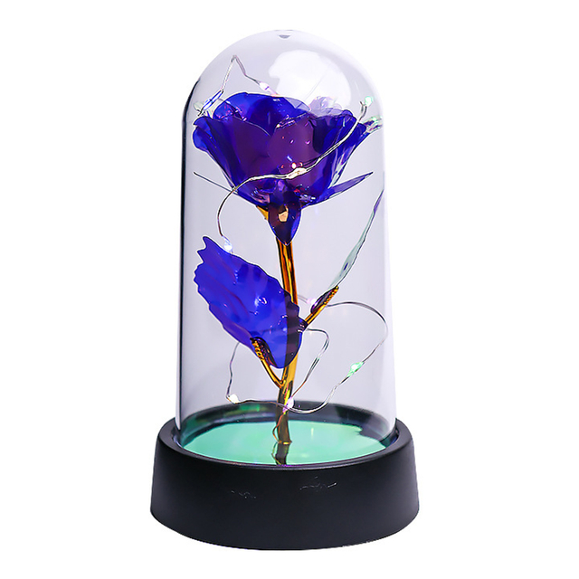 Enchanted Blue Rose in Glass Dome with LED Lights