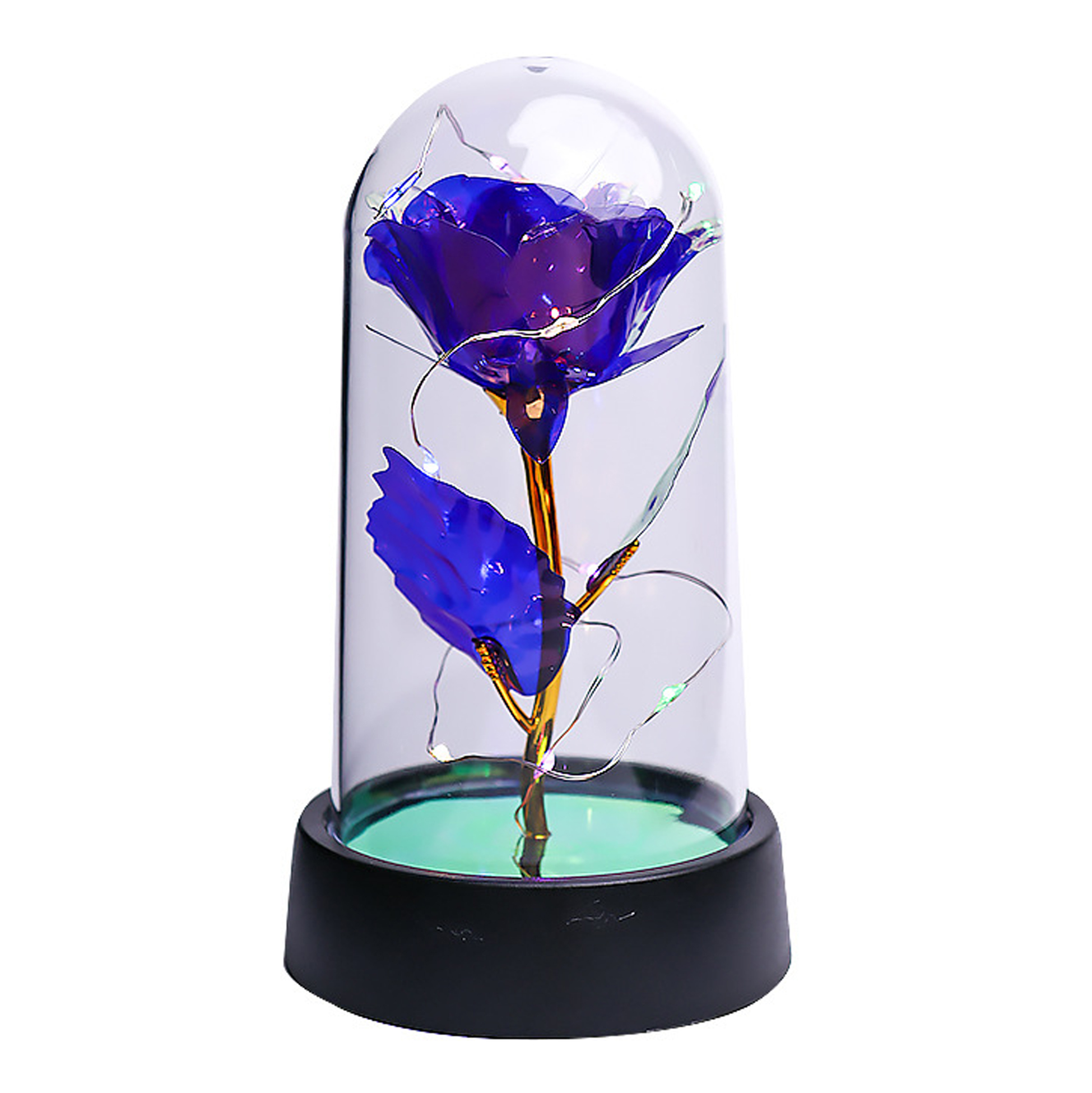 Enchanted Blue Rose in Glass Dome with LED Lights