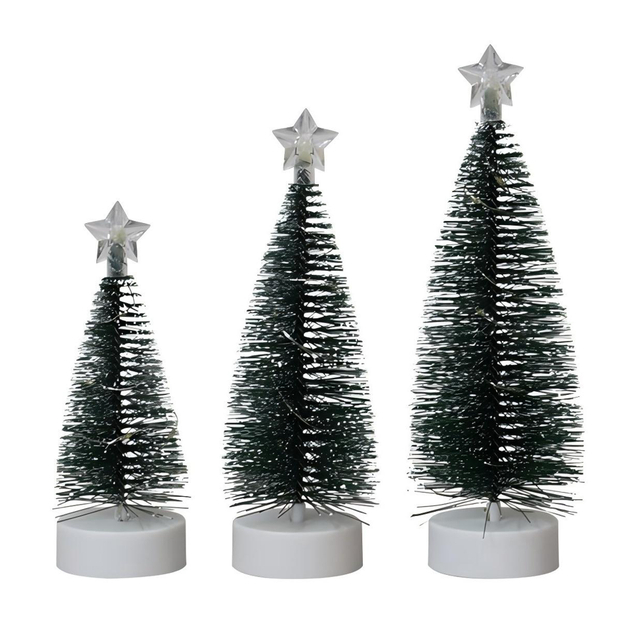 Set of 3 Mini Artificial Christmas Trees with Star Topperss